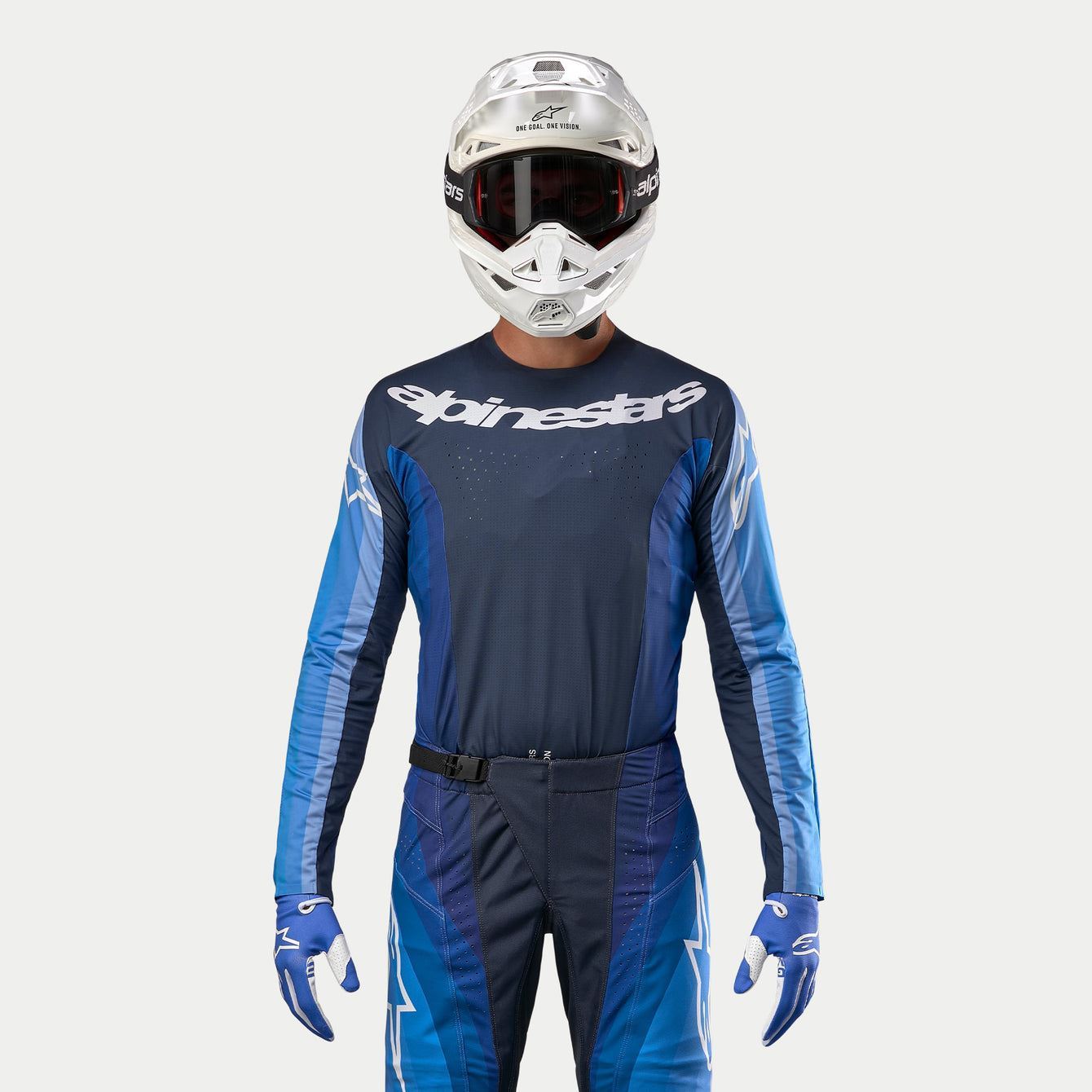Alpinestars 2024 Techstar Pneuma Motocross Jersey Dark Navy Light Blue Clearance